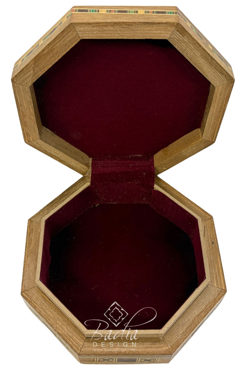 Handcrafted Wooden Trinket Box with Intricate Inlay Design