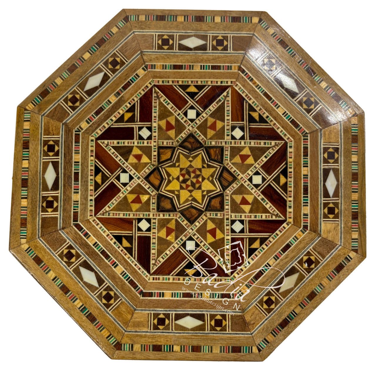 Handcrafted Wooden Trinket Box with Intricate Inlay Design
