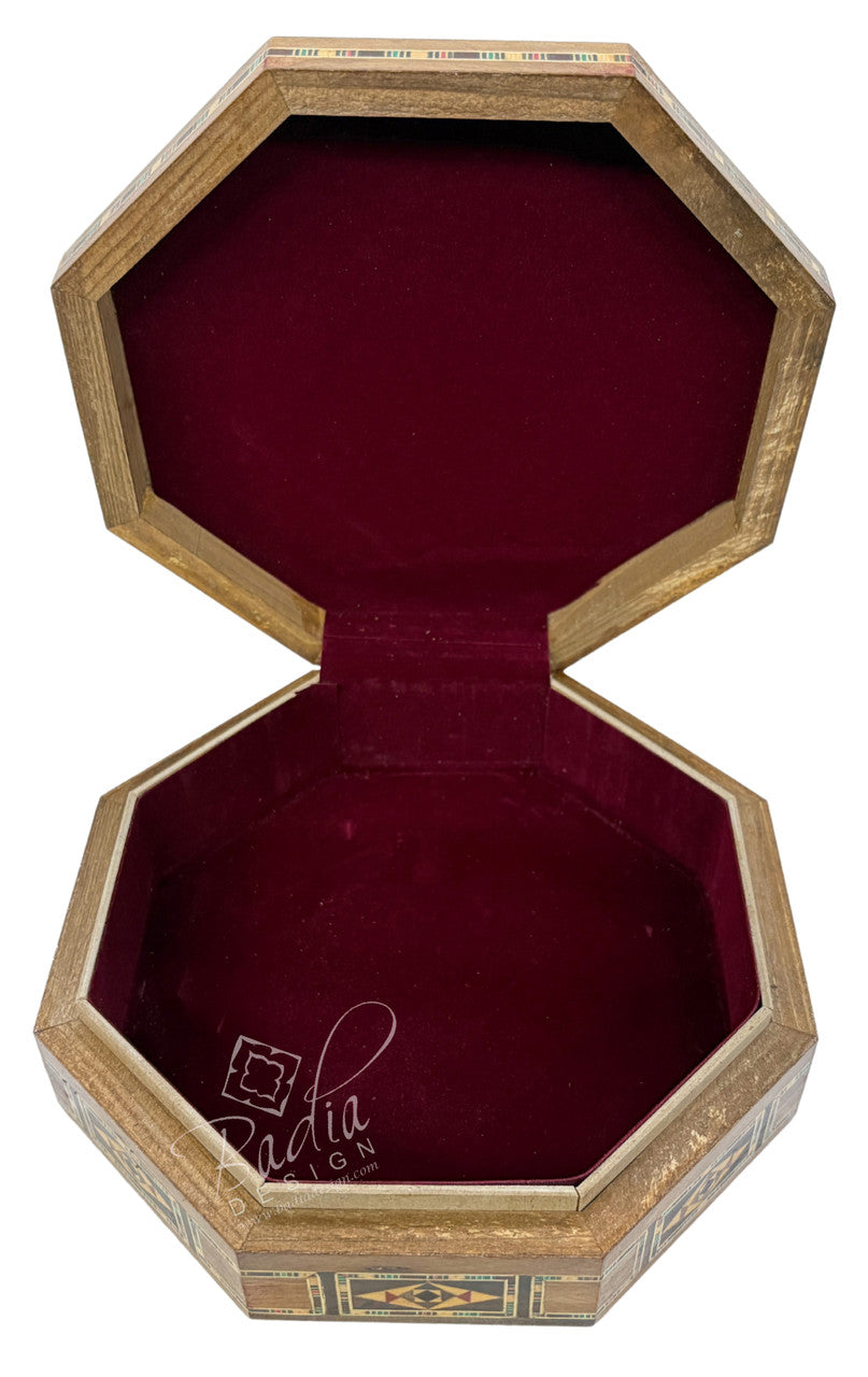 Handcrafted Wooden Trinket Box with Intricate Inlay Design
