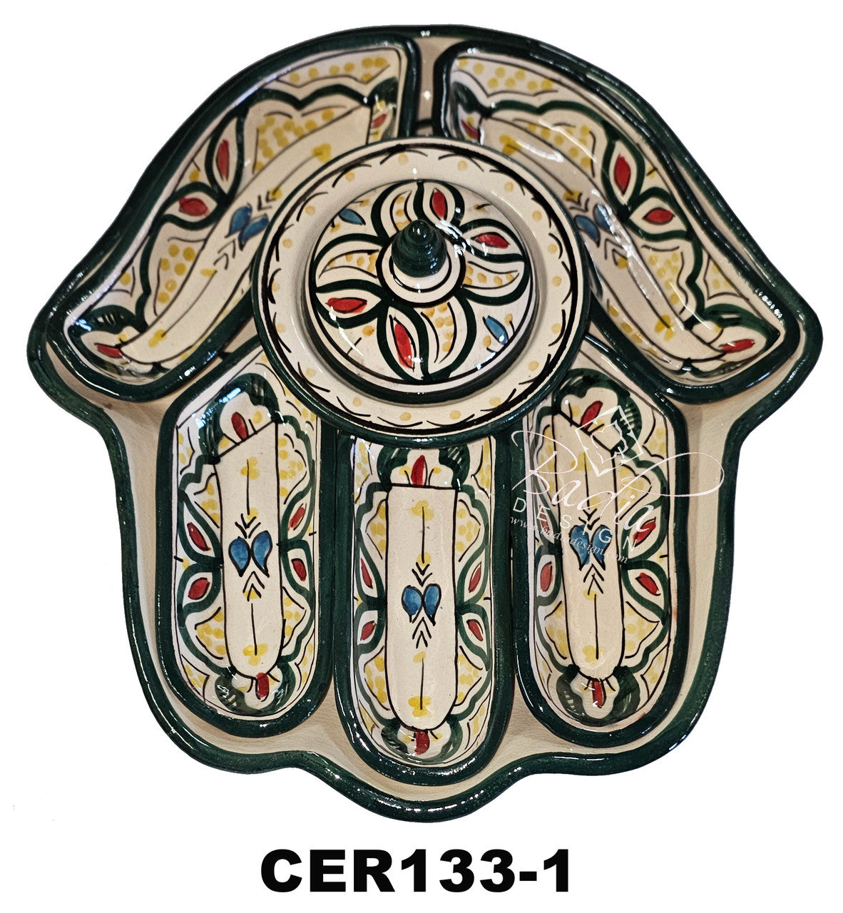 Khamsa Hand Ceramic Serving Trays