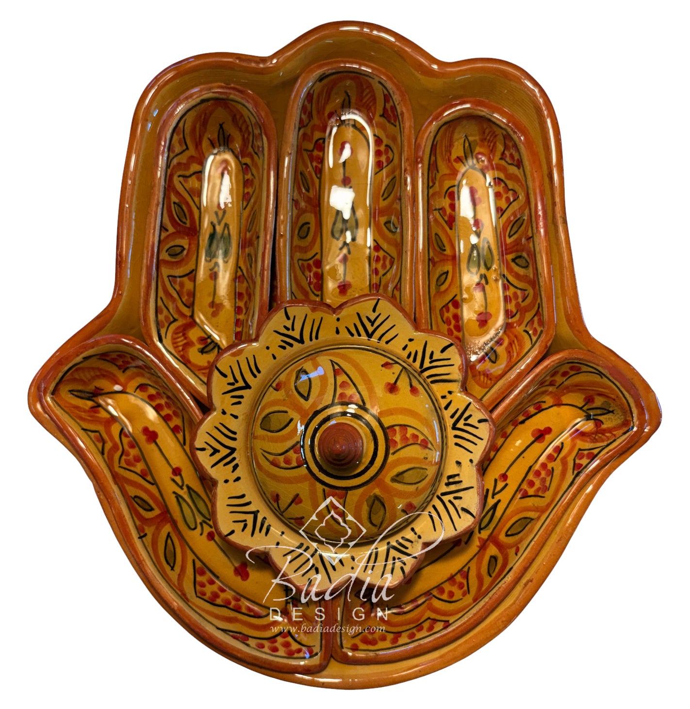 Khamsa Hand of Fatima Ceramic Serving Trays