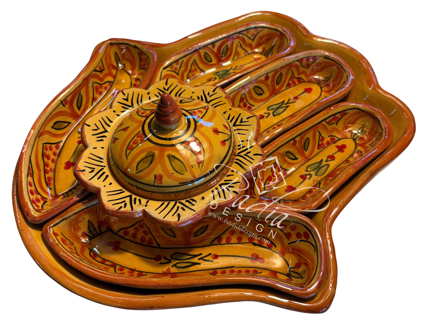 Khamsa Hand of Fatima Ceramic Serving Trays