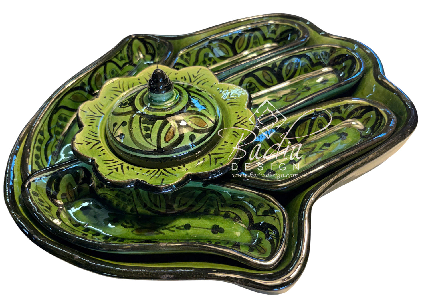Khamsa Hand of Fatima Ceramic Serving Trays