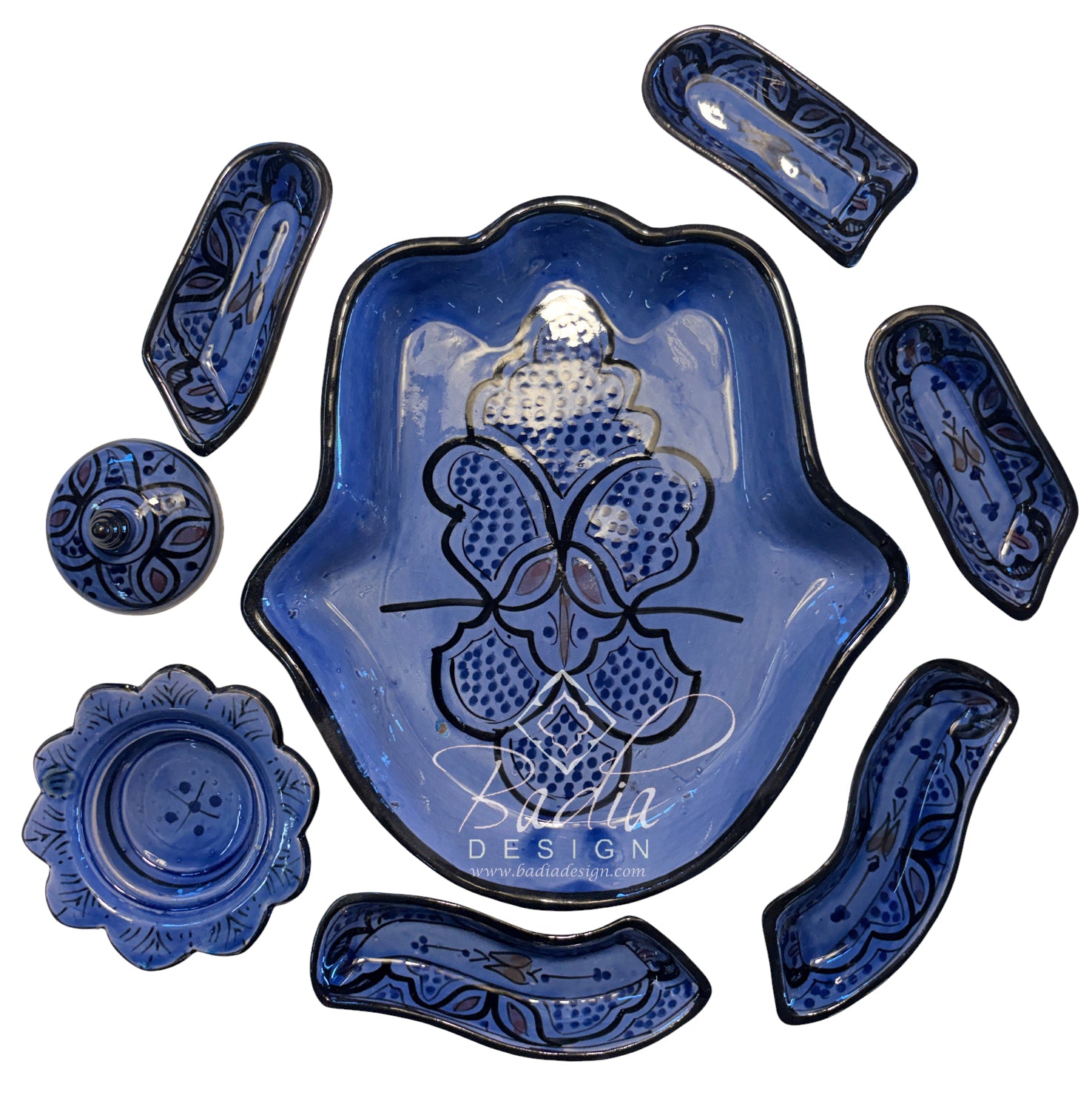 Khamsa Hand of Fatima Ceramic Serving Trays