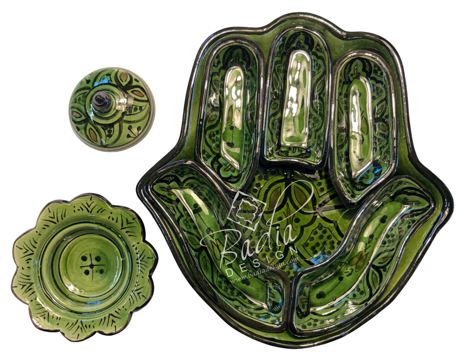 Khamsa Hand of Fatima Ceramic Serving Trays