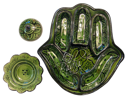 Khamsa Hand of Fatima Ceramic Serving Trays