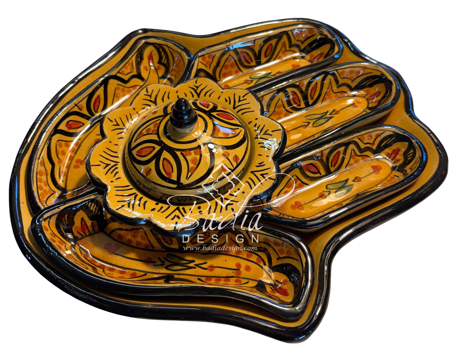 Khamsa Hand of Fatima Ceramic Serving Trays