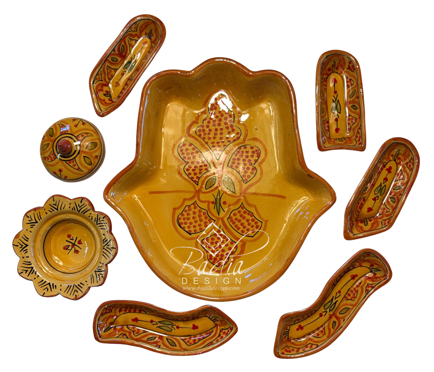 Khamsa Hand of Fatima Ceramic Serving Trays