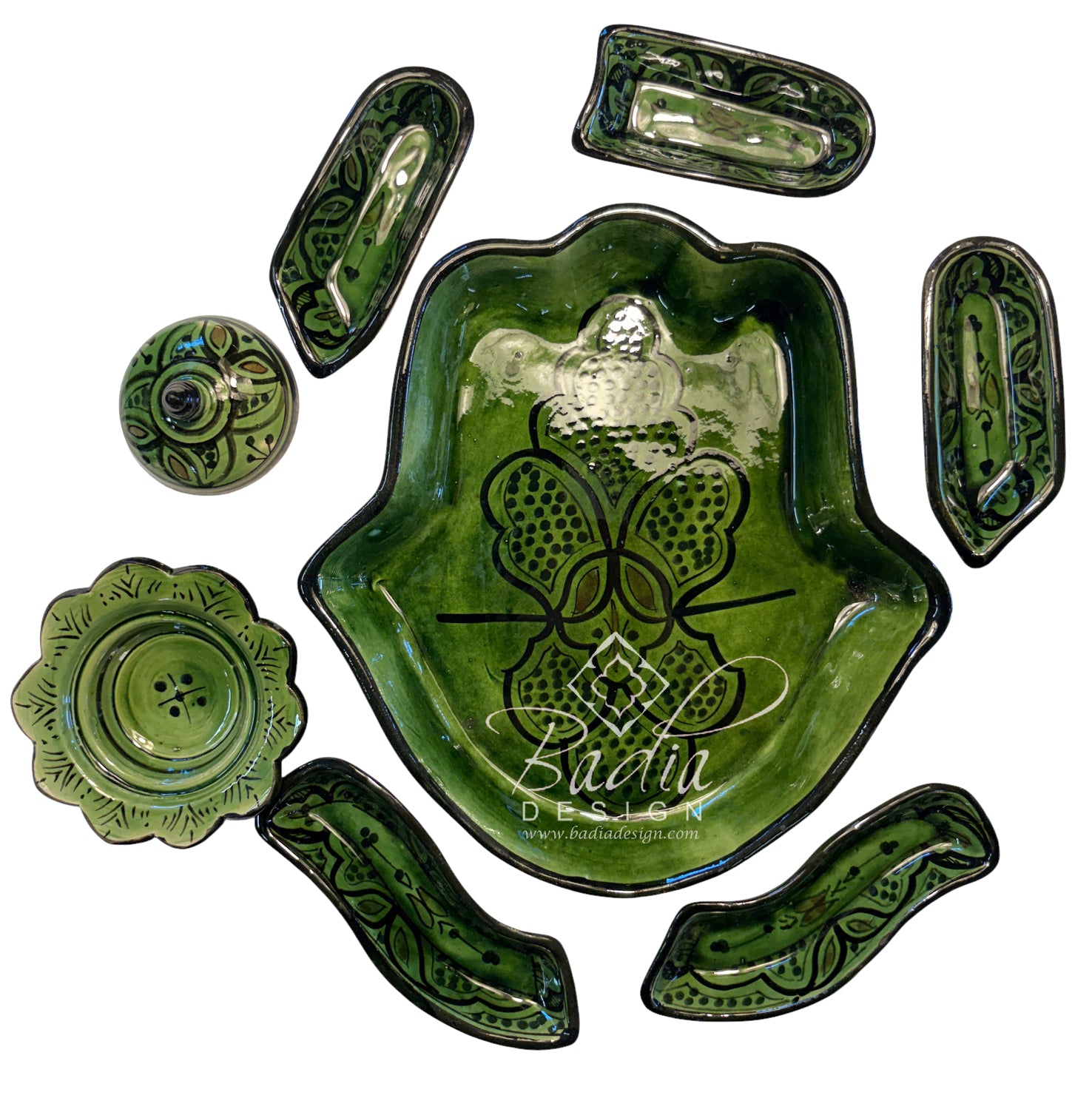 Khamsa Hand of Fatima Ceramic Serving Trays