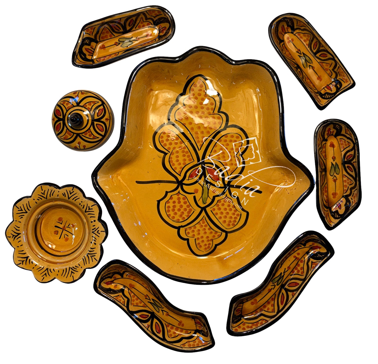Khamsa Hand of Fatima Ceramic Serving Trays