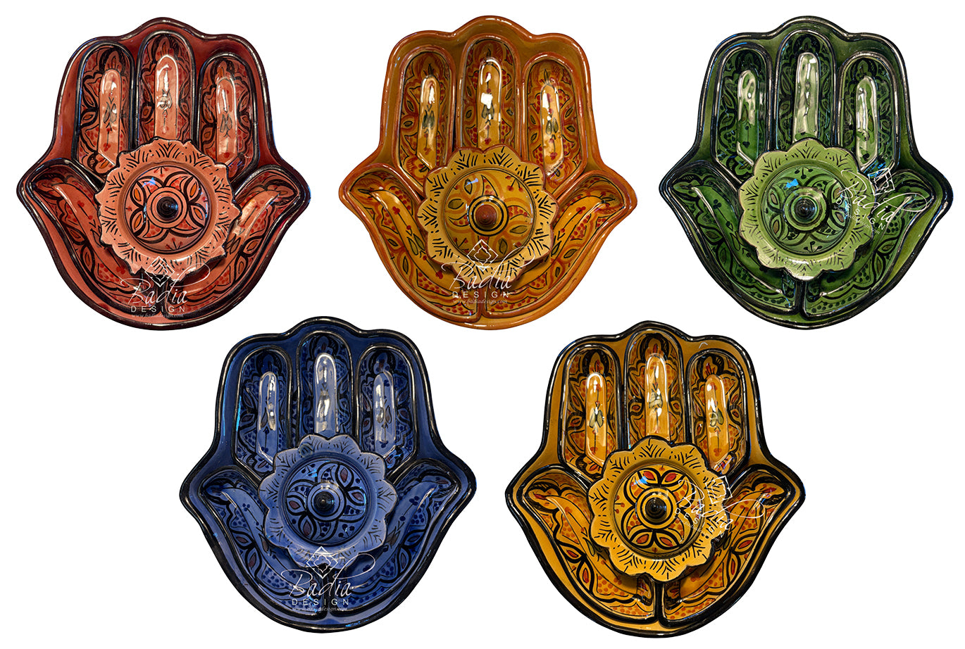 Khamsa Hand of Fatima Ceramic Serving Trays
