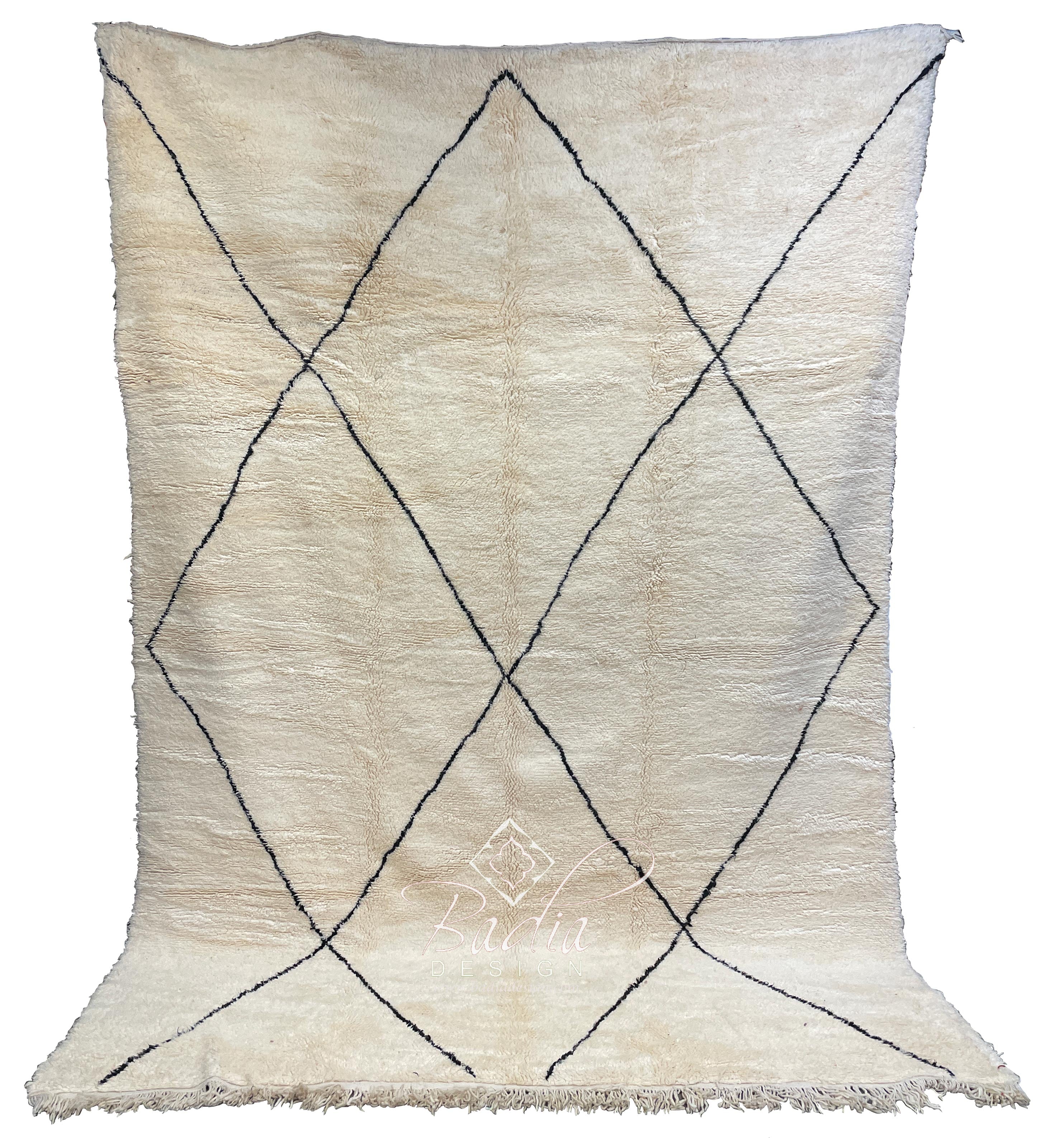 Large Beige Moroccan Beni Ourain Rug