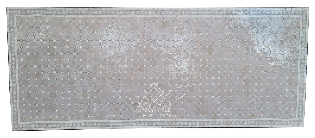 40"W x 96"L Beige Moroccan Mosaic Tile Table Top
