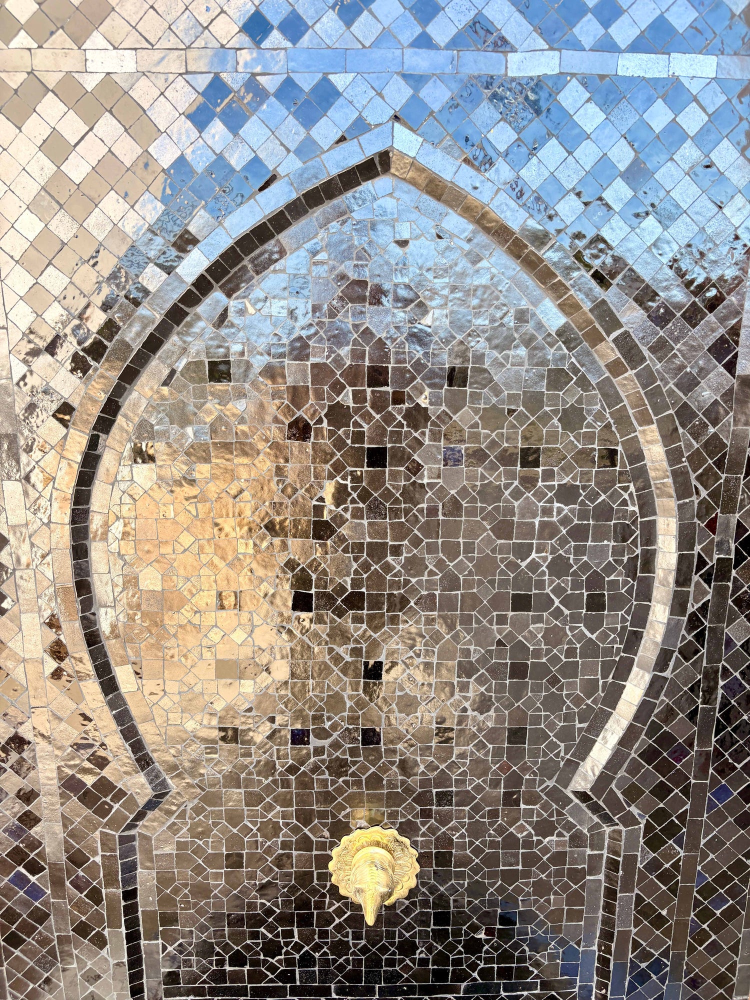 Large Black Mosaic Tile Water Fountain