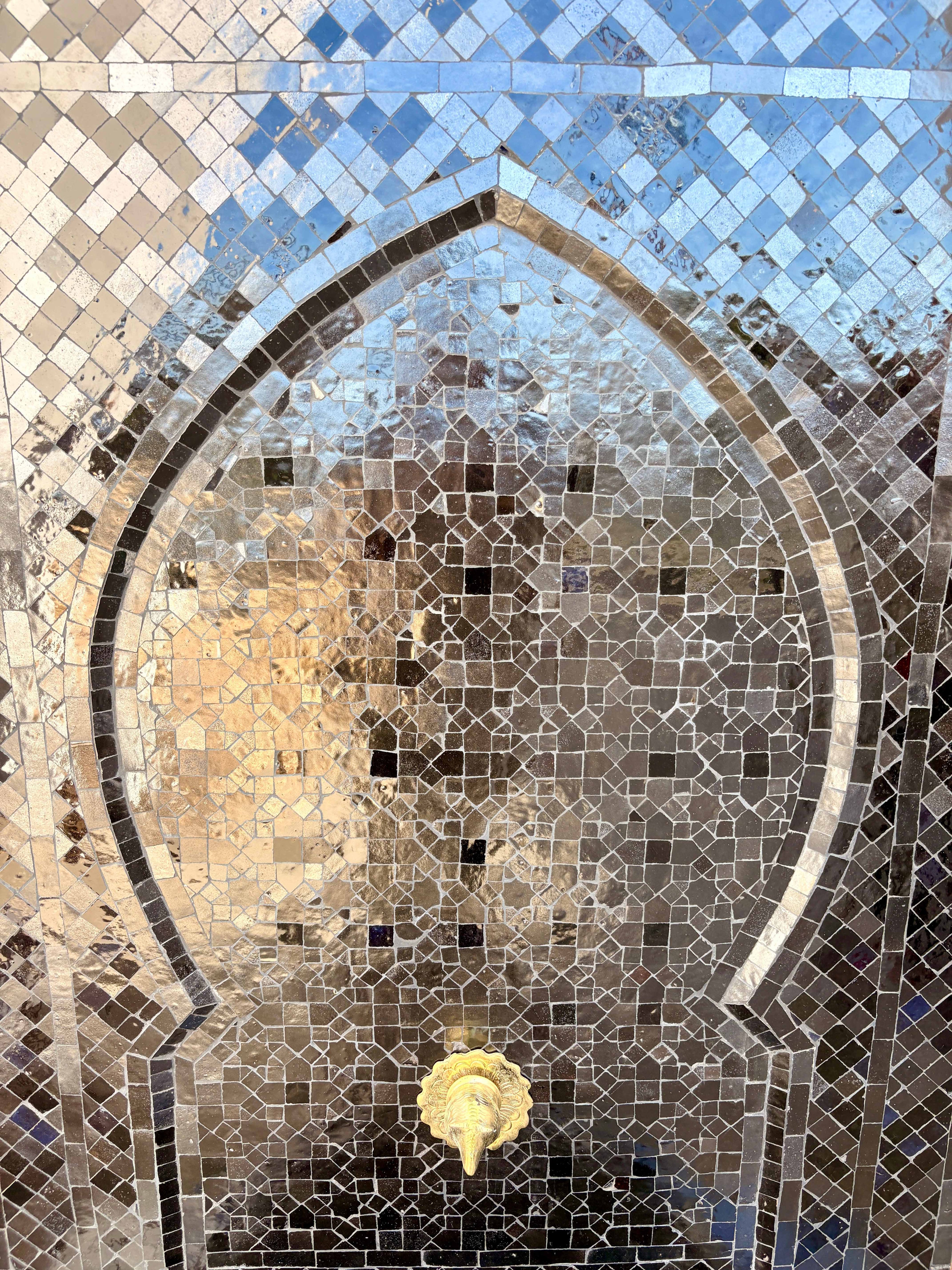 Large Black Mosaic Tile Water Fountain