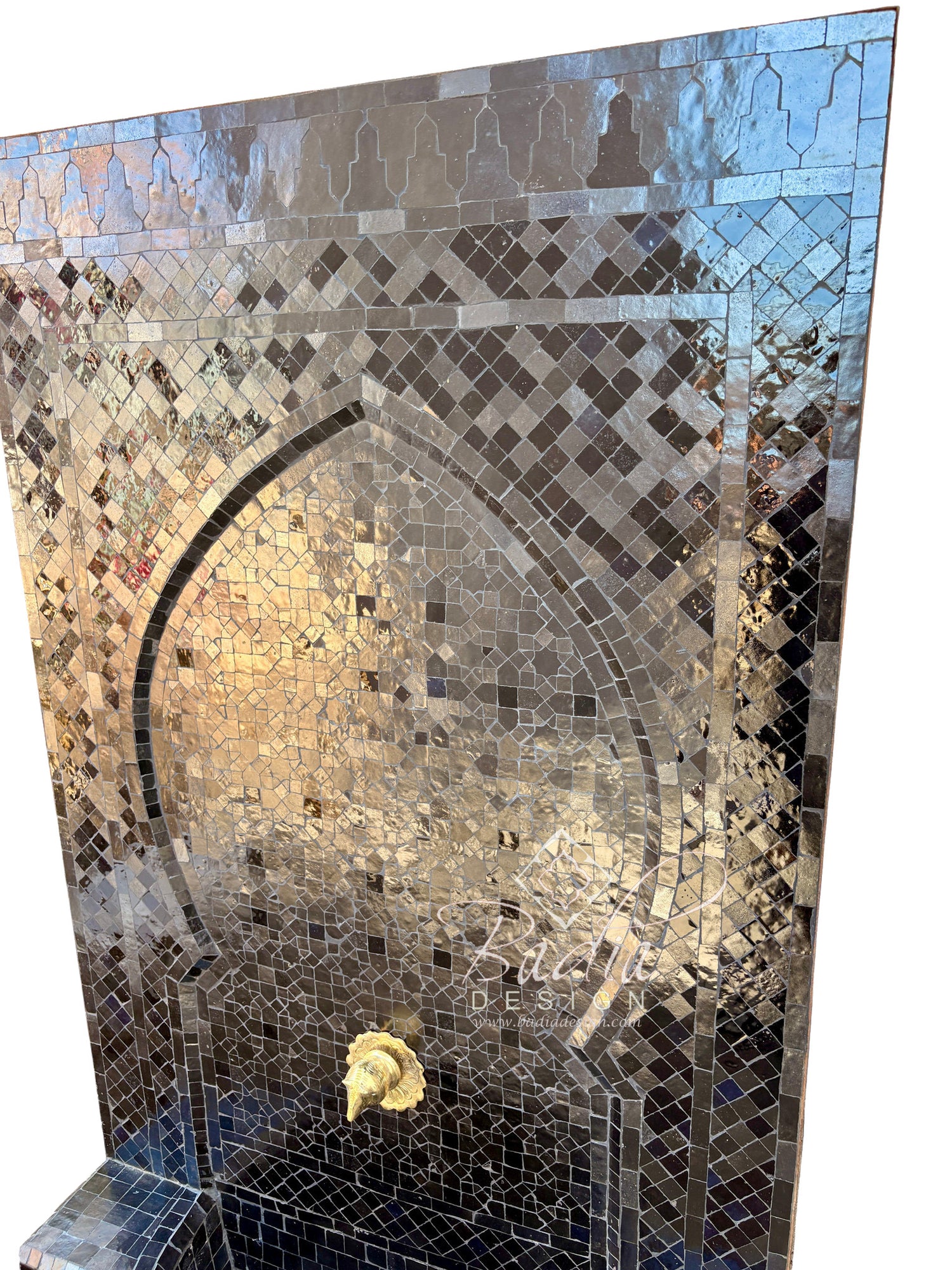 Large Black Mosaic Tile Water Fountain
