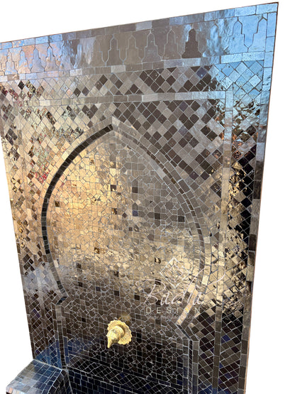 Large Black Mosaic Tile Water Fountain