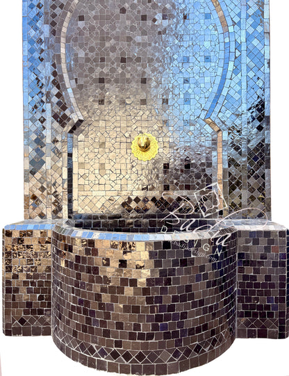 Large Black Mosaic Tile Water Fountain