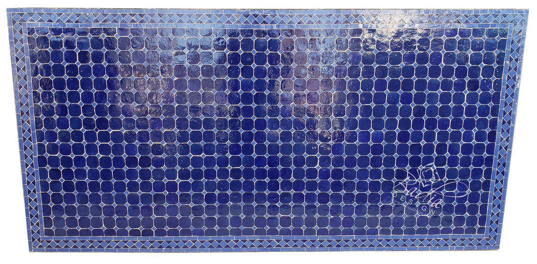40"W x 80"L Blue Mosaic Tile Table Top