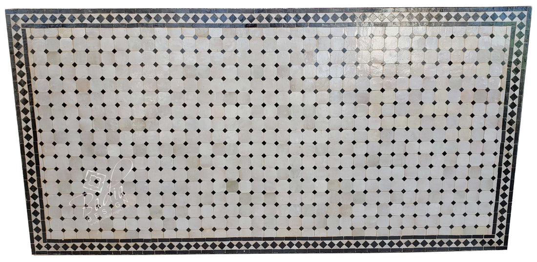 40"W x 80"L Beige and Brown Mosaic Tile Table Top