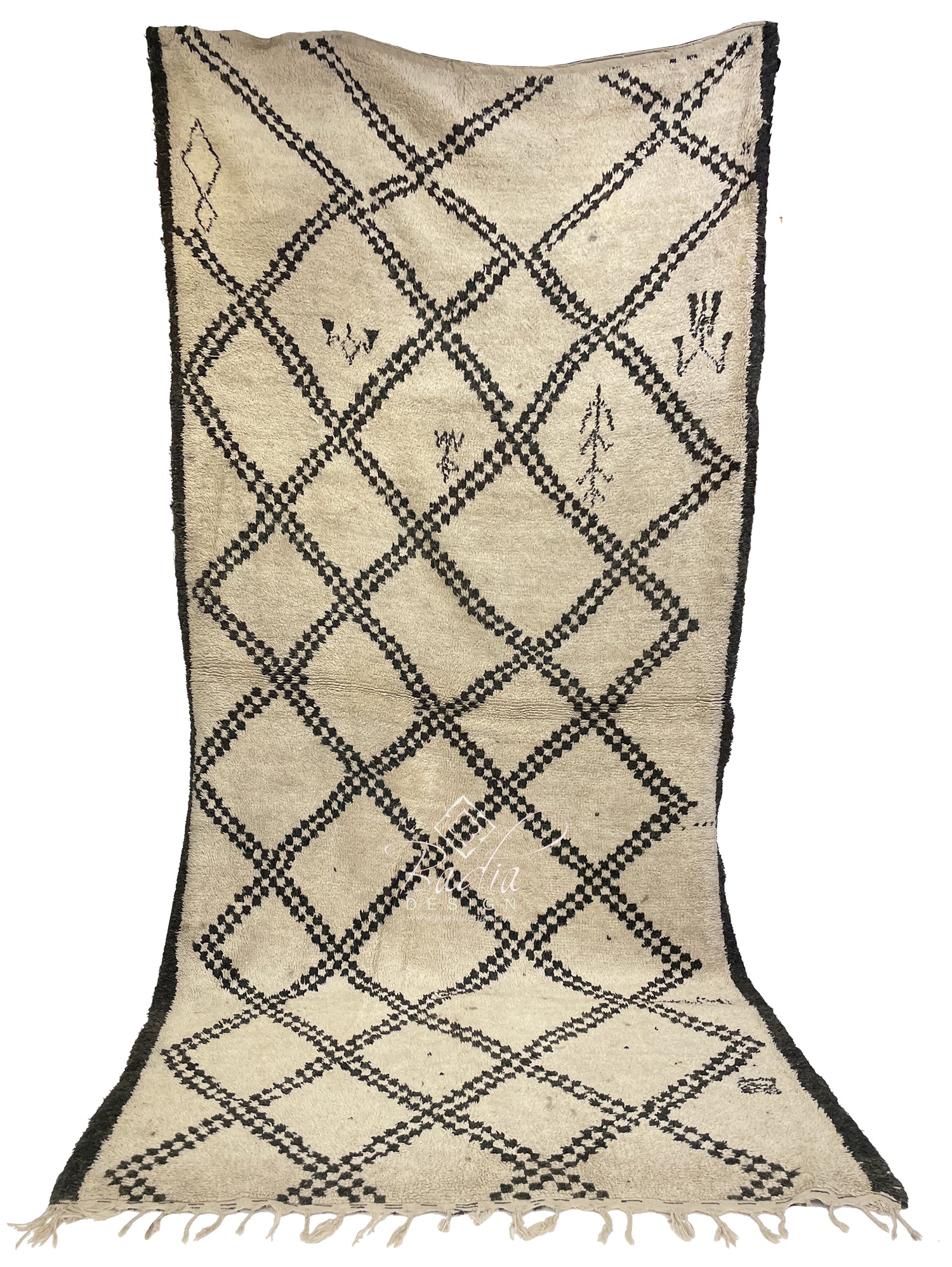 Large Beige and Brown Moroccan Rug with Tribal Designs