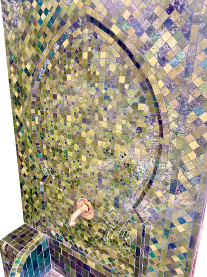 Large Green Mosaic Tile Water Fountain
