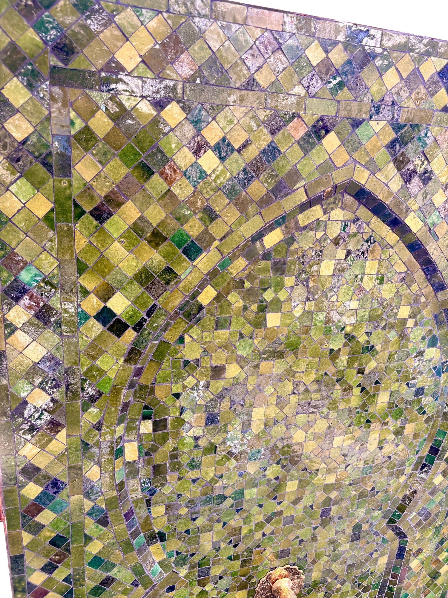 Large Green Mosaic Tile Water Fountain