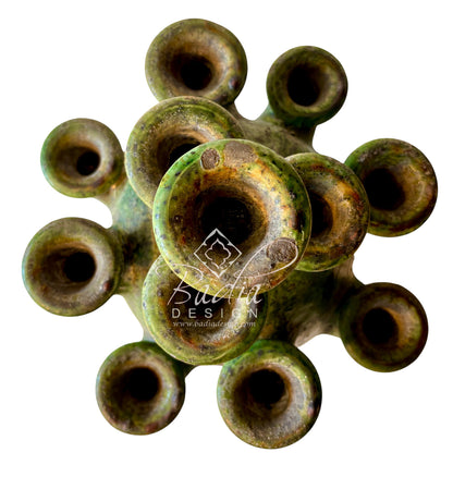 Large Green Tamegroute Ceramic Candleholder
