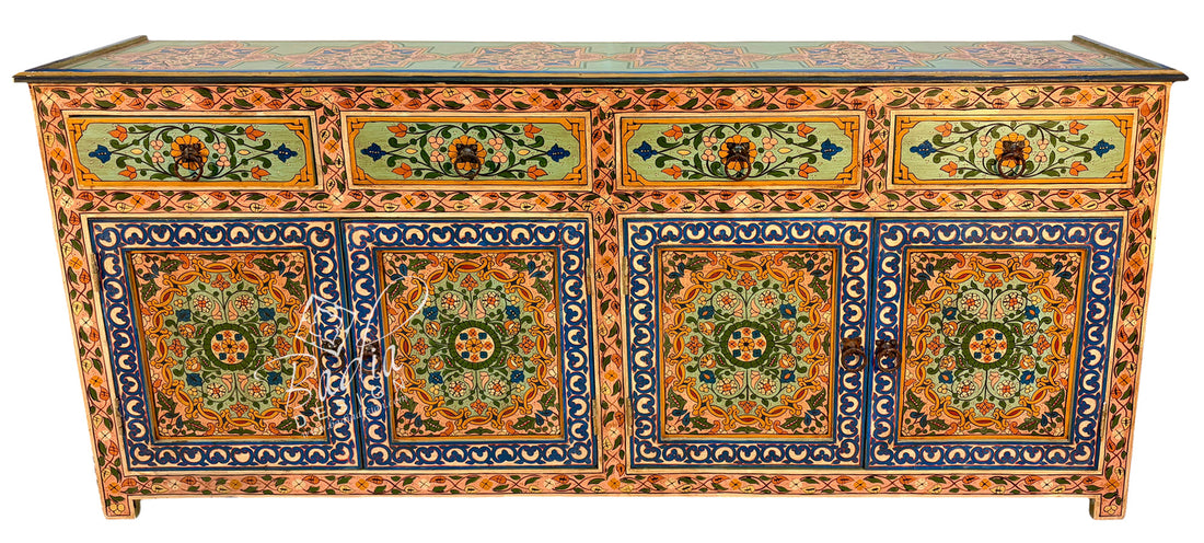 Large multi-color hand painted cabinet