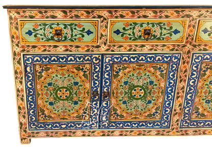 Large Hand-Painted Floral Storage Cabinet