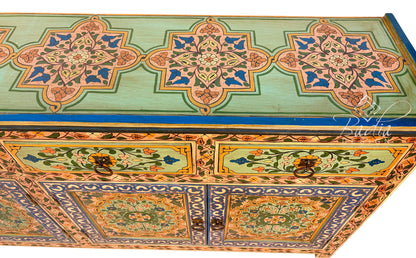 Large Hand-Painted Floral Storage Cabinet