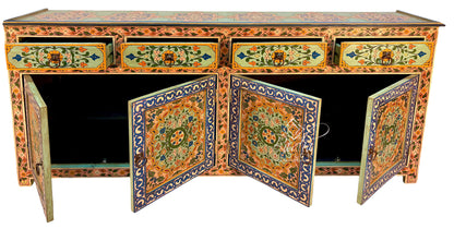 Large Hand-Painted Floral Storage Cabinet