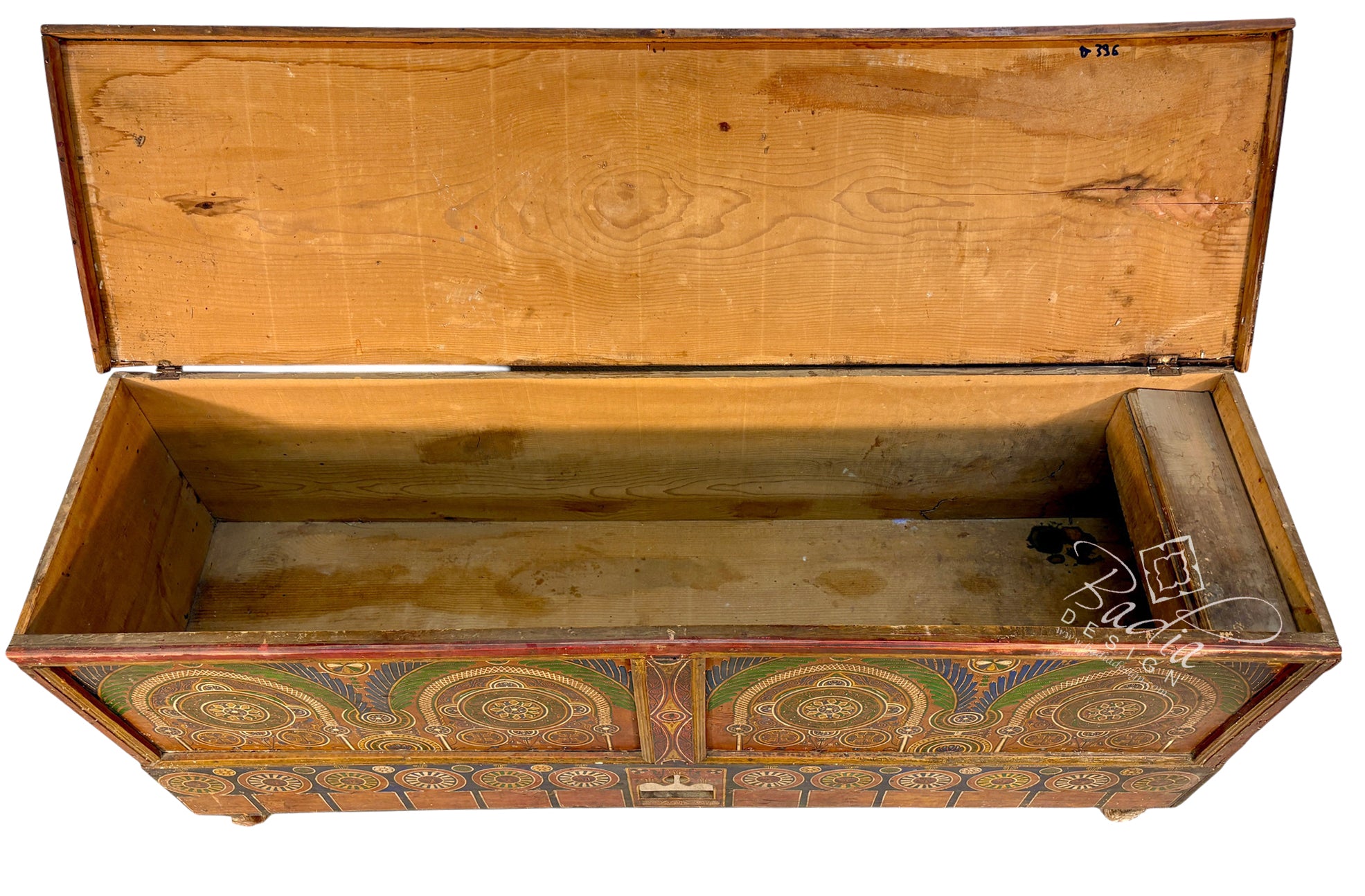 Large Hand-Painted Moroccan Wooden Trunk