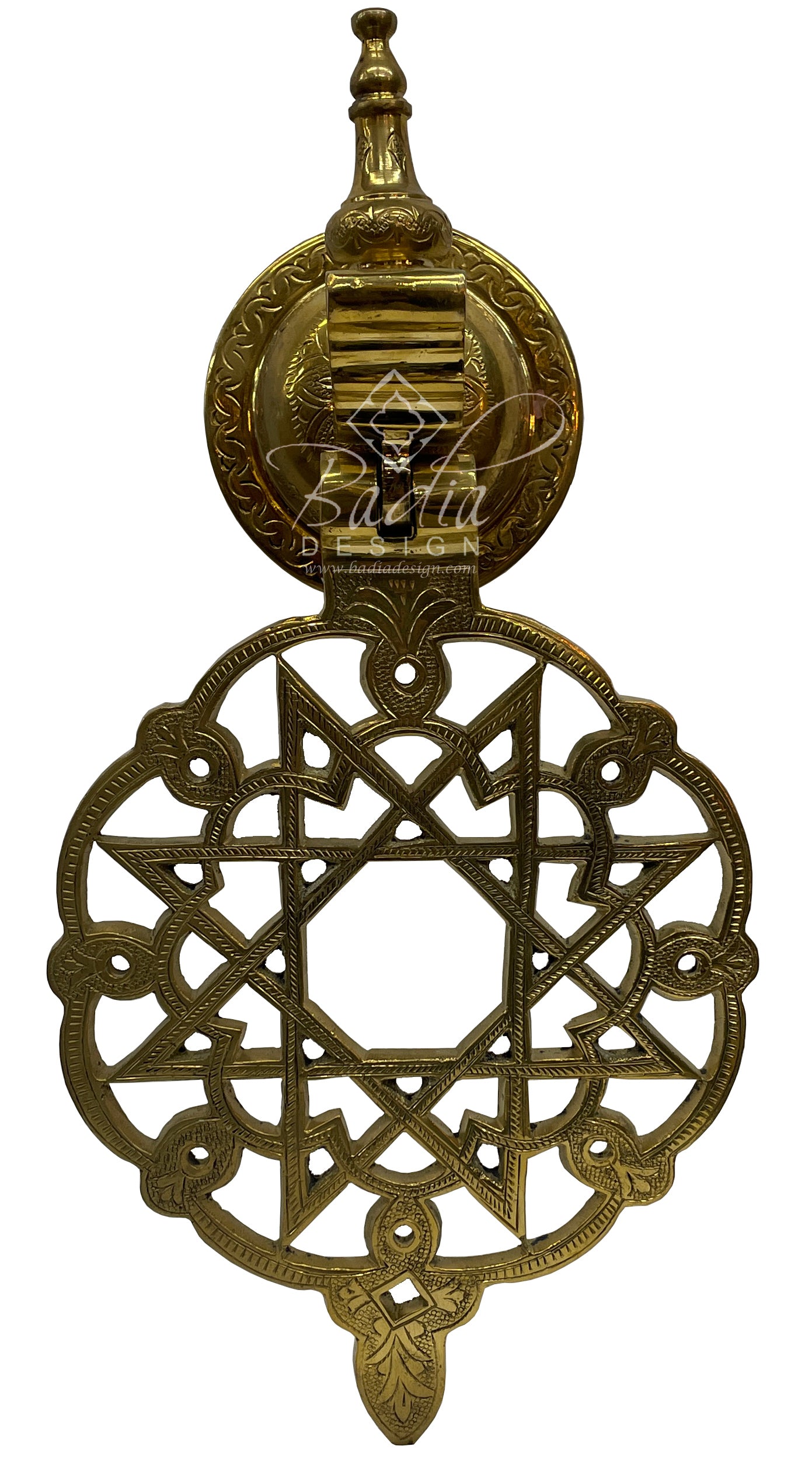 Large Hand Designed Moroccan Brass Door Knocker