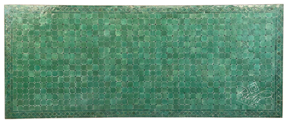 Green Moroccan Rectangular Shaped Tile Table Top