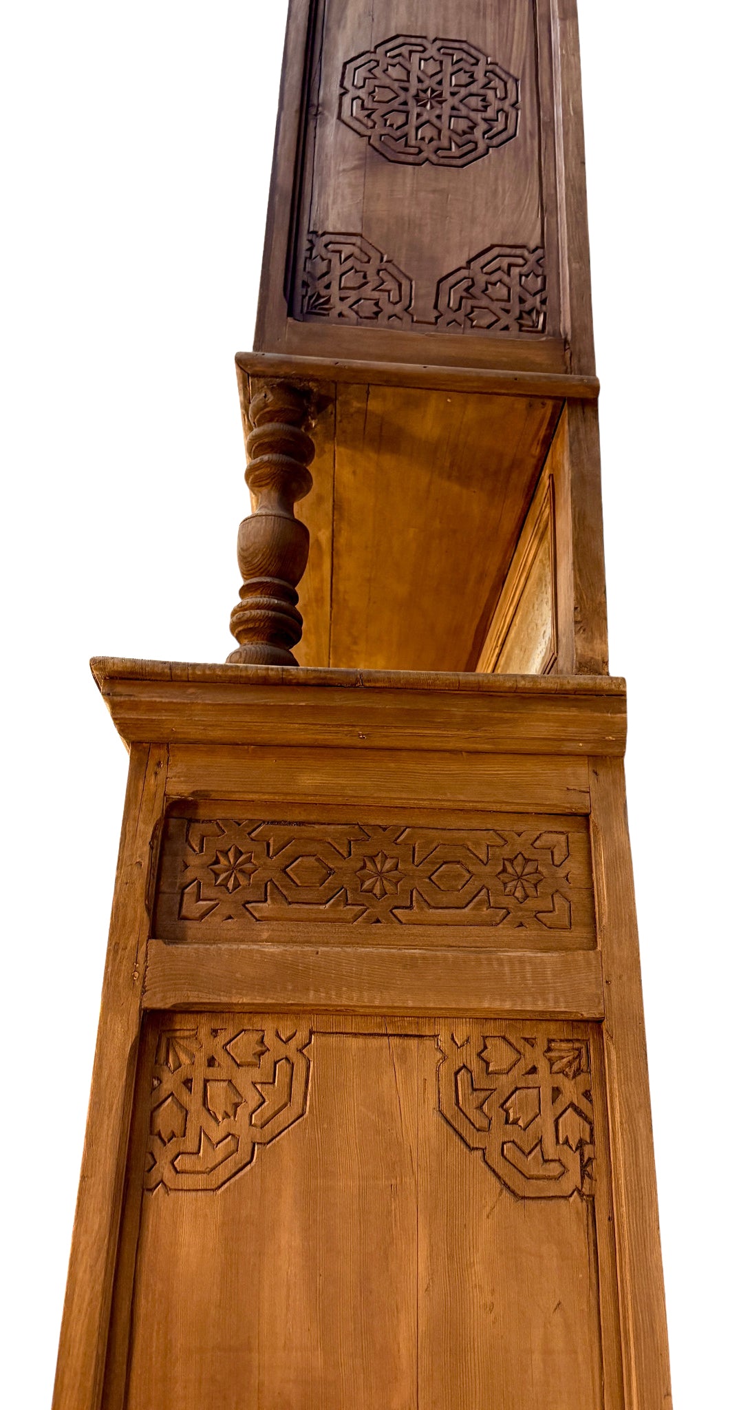 Large Hand-Carved Wooden Cabinet with Hutch
