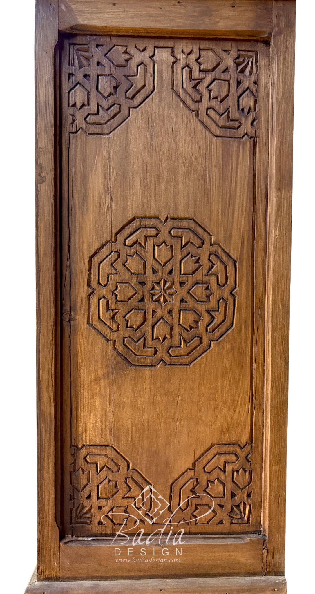 Large Hand-Carved Wooden Cabinet with Hutch