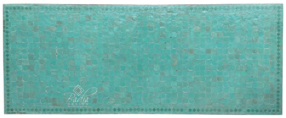 Moroccan Turquoise Rectangular Shaped Tile Table Top