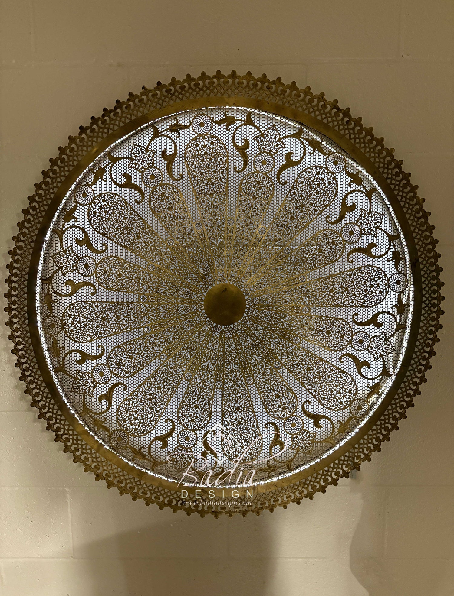 Large Intricately Designed Brass Wall Sconce