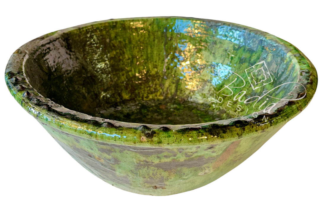 Green Moroccan Tamegroute-Style Ceramic Bowl
