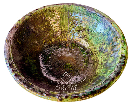 Green and Yellow Tamegroute-Style Ceramic Bowls
