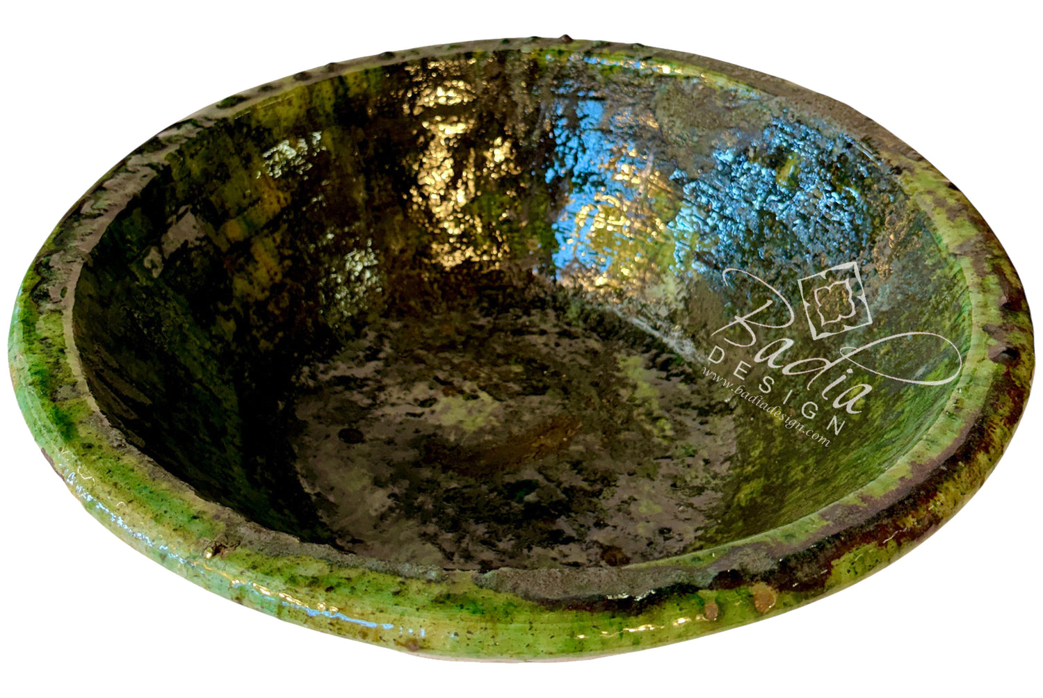 Green and Yellow Tamegroute-Style Ceramic Bowls