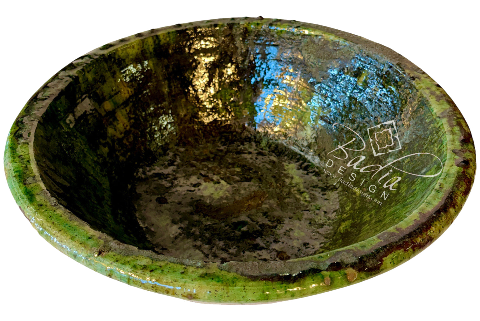 Green and Yellow Tamegroute-Style Ceramic Bowls