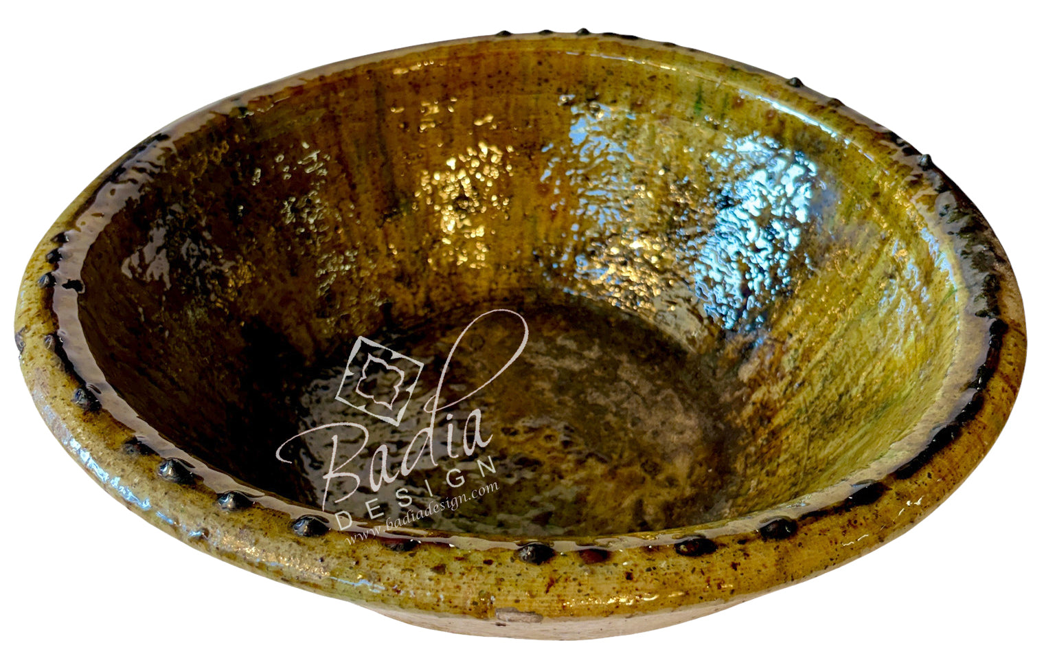 Green Moroccan Tamegroute-Style Ceramic Bowl