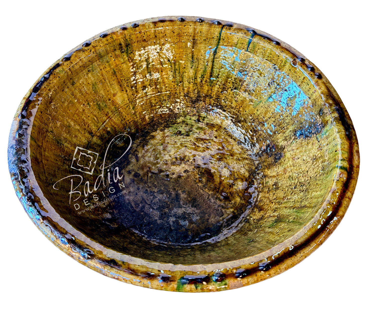 Green and Yellow Tamegroute-Style Ceramic Bowls