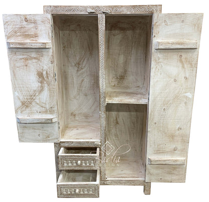 Tall Vintage Moroccan Wooden Cabinet