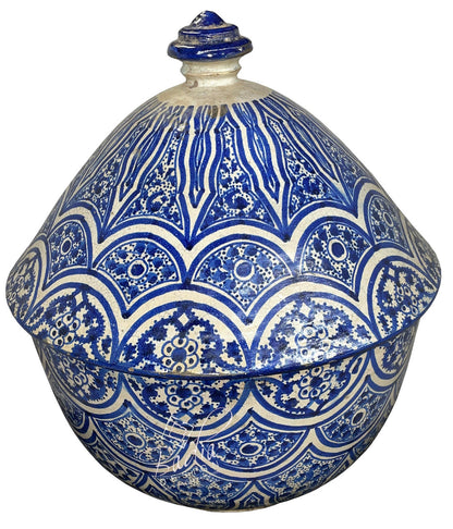 Large Vintage Blue and White Ceramic Bowl