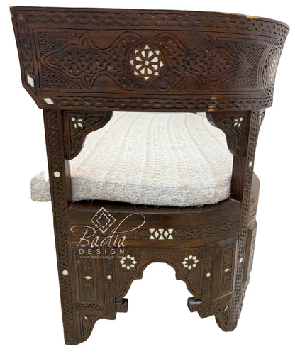 Large White Bone Inlay Bench with Cushion