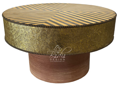Large Round Cedar and Resin Inlay Table