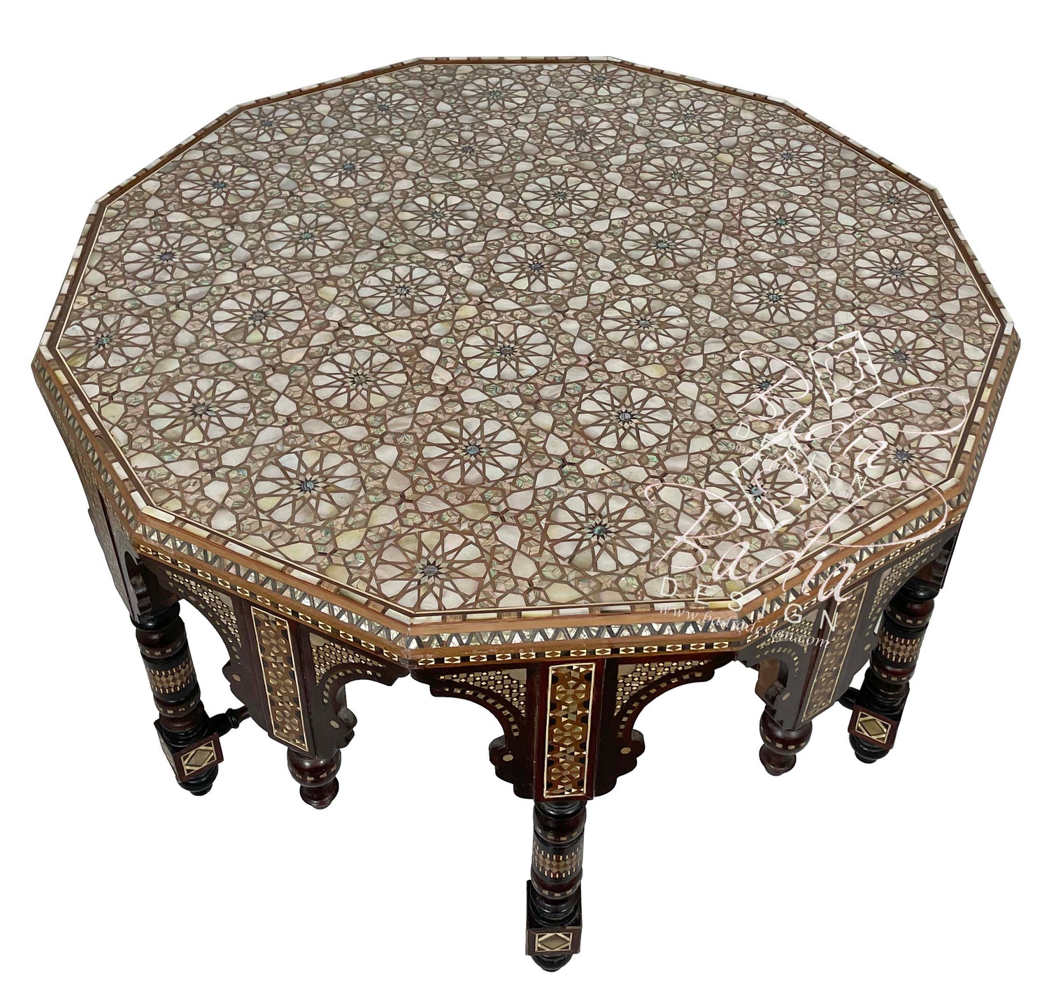 Large Mother of Pearl Inlaid Coffee Table